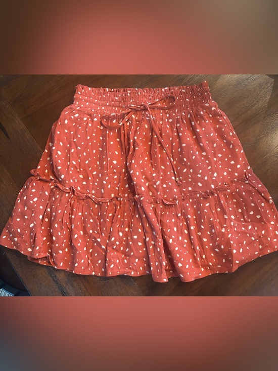 Hudson Gray Dresses & Skirts - Women's Rust Dot Tie-Waist Ruffle Mini Skirt